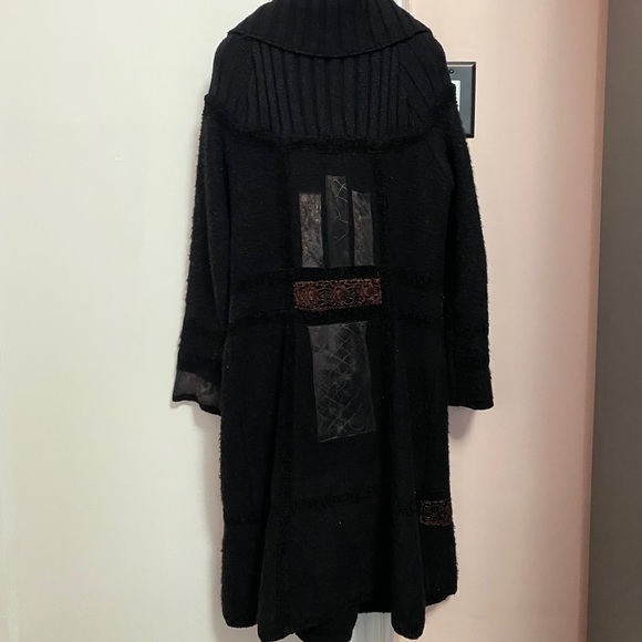 Le Gatte Patchwork Flowy Wool Coat Size III ITALY - Picture 4 of 12